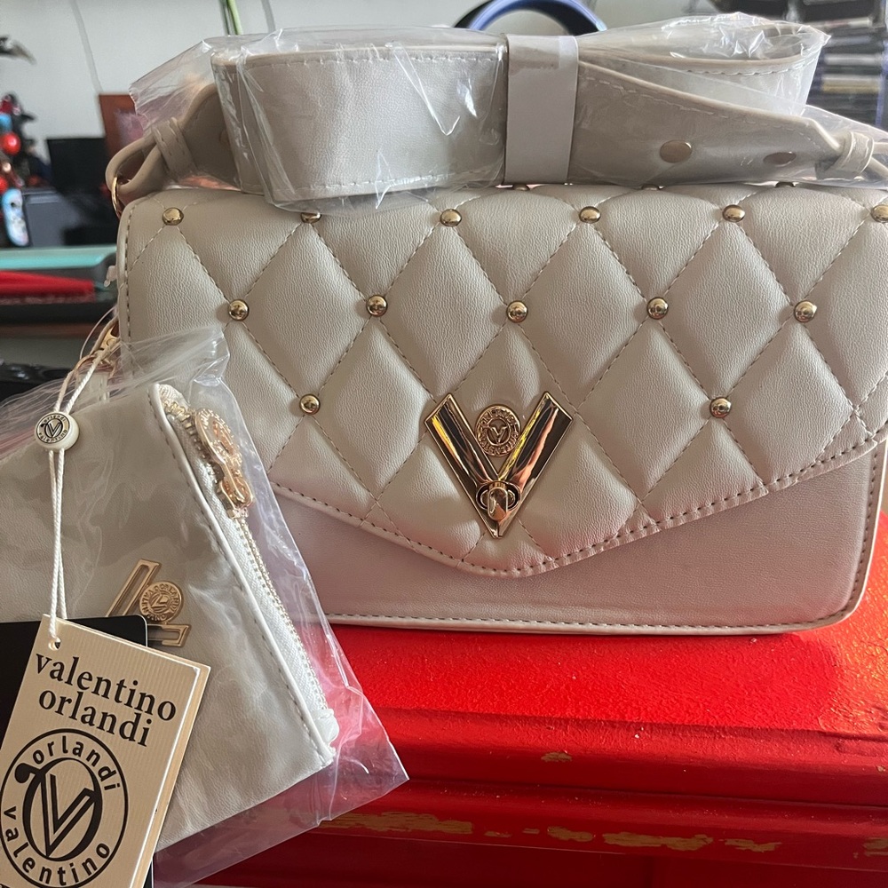 Valentino Orlandi White Quilted Crossbody Bag